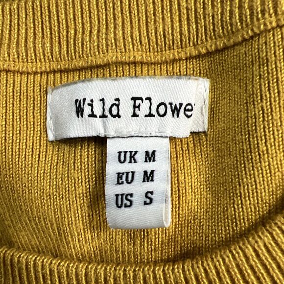 Wild Flower Embroidered Statement Sleeve Sweater Size Small Yellow - Picture 8 of 13